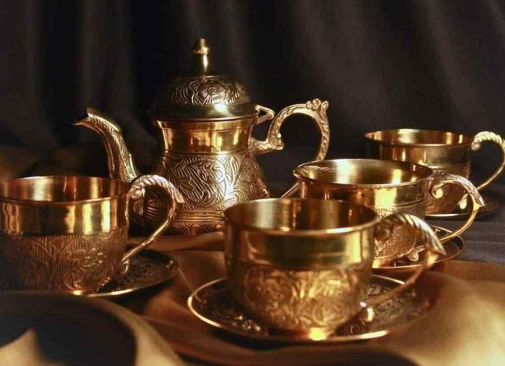 سرویس چای خوری مسی با طراحی کاربردی برای سرو چای و پذیرایی